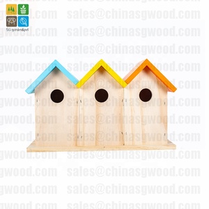 Ahşap kuş evi kafes delikli doğal renk bahçe dekoratif - Product Image 4
