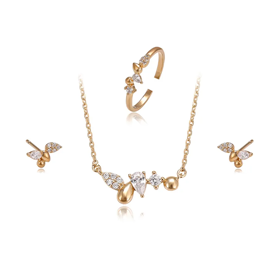 64462 Xuping Emas Desain Perhiasan dengan Harga Anggun Emas Set Perhiasan Wanita