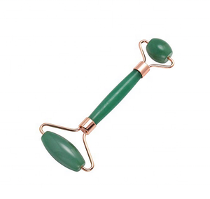 Masseur facial de haute qualité en jade naturel vert aventurine avec poignée en laiton, coffret cadeau pour rouleau de beauté pour le visage haut de gamme - Product Image 4