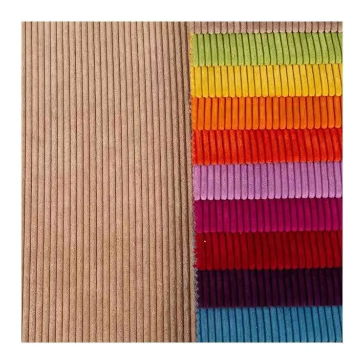 Vải Nhung Sợi Rộng Wale Cho Trang Chủ Dệt May Màu Xám Nhung Sợi Nhà Dệt Vải Polyester Vải