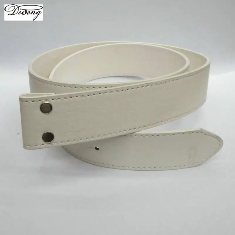 Wholesale white color genuine leather belt custom size black color leather belt for pin buckle