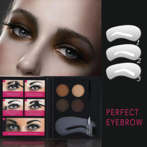 Kit de maquillage pour sourcils avec poudre de peinture pour sourcils, gel pour sourcils, rehausseur de sourcils, 4 couleurs, avec miroir, pinceaux de maquillage, pommade pour sourcils, pince à épiler, pochoirs - Product Image 6