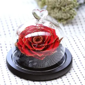 2020 New trendy products love heart everlasting rose glass dome rose in glass globe