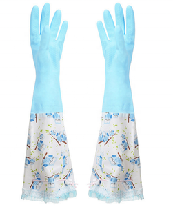GC2008 Long Caoutchouc Fournitures de cuisine imperméable durable PVC plus velours gants de vaisselle ménage <span class=keywords><strong>voiture</strong></span> nettoyage gants chauds - Product Image 3