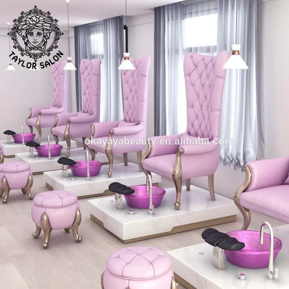 Goedkope Gebruikt Roze Nail Apparatuur Elektrische Voet Spa Massage Stoelen Koningin Troon Manicure Pedicure Stoel