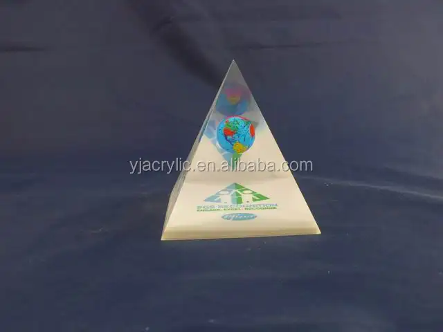 Pirâmide acrílica transparente personalizada, peso de pirâmide vidro de plástico transparente
