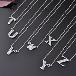 Collar con colgante de plata de ley 925 con alfabeto y nombre de familia para mujer - Product Image 3