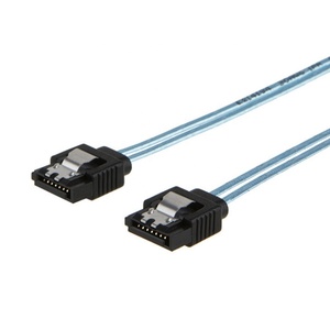Monoprice 18 Inch <strong>SATA</strong> III 6.0 Gbps <strong>Cable</strong> With Locking Latch Straight And 90-Degree Plug Blue And Red