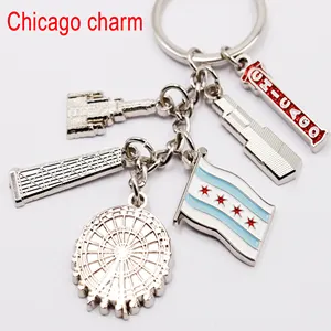 2021 Nieuwe Usa Chicago Charms Souvenir Sleutelhanger