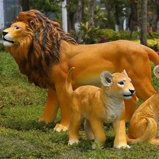חיים גודל פיברגלס שרף האריה פסל פיסול גן קישוטים