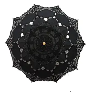 Chinese Antieke Fancy Cotton Lace Parasol Voor Dame Chinese Paraplu Voor Bruiloft