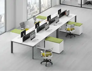 Kaki Yang Dapat Diatur Terbuka Layar Modern Aluminium Partisi Kantor Cubicle Workstation