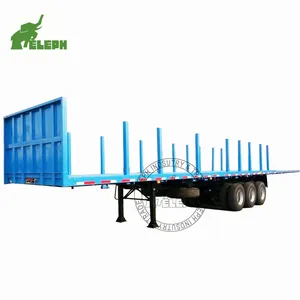 Flatbed Trailer Tri Axles Wood/Log/Timber Transportation 3 Axle Flatbed Transport Wood Semi Trailer