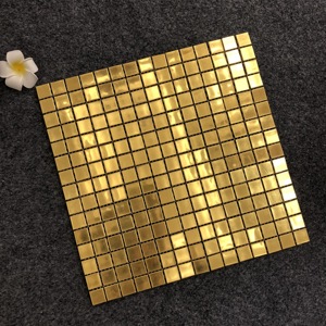 300*300mm Shinning <span class=keywords><strong>mosaico</strong></span> di <span class=keywords><strong>vetro</strong></span> dorato per la decorazione della parete della Villa - Product Image 3