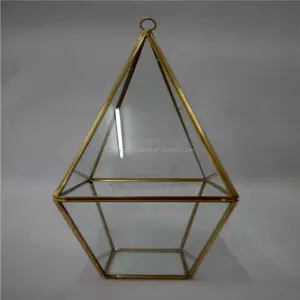 Air Plant Hängen Goldene Dreiecke Pyramide Geometrische Glass Vase