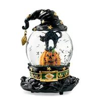 Globe à neige en résine personnalisé OEM Halloween mode citrouille noir chat décor Globe d'eau