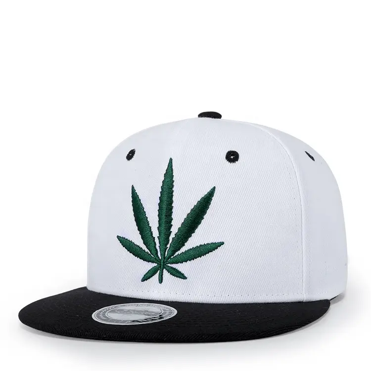 Sombreros ajustables con bordado 3d de hojas de marihuana, muestras gratis, snapback