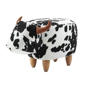 New Design Modern Bull <strong>Animal</strong> <strong>Footstool</strong> Children's Furniture with Storage Ottoman Stool Shoes Changing Wood Legs Cute for Kids - Product Image 3