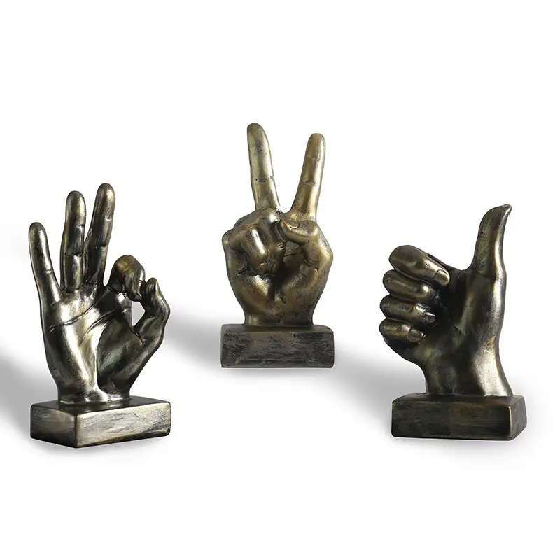 Moderne kreative Kunst Sieg OK Große Statue Hand Geste Harz Figur Klassische Pose Skulptur