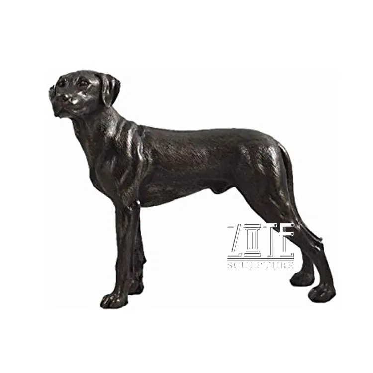 Statue de chien en métal noir, figurine personnalisée taille de vie, s-garde en bronze