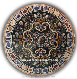 Tops de mesa con incrustaciones de piedra Dura, piezas negras - Product Image 1