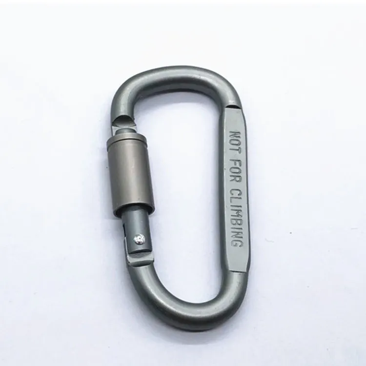 wholesale custom 3inch/78mm Aluminum Carabiner Keychain D-Ring Shape Locking carabiner for Outdoor Camping Hiking