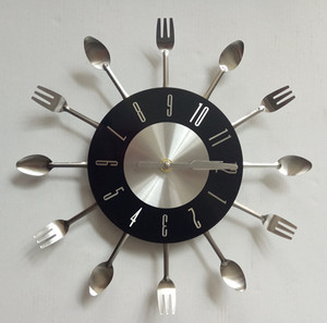 <span class=keywords><strong>Horloge</strong></span> murale décorative avec <span class=keywords><strong>fourchette</strong></span> et couteau, en métal, pour la <span class=keywords><strong>cuisine</strong></span>, nouveauté - Product Image 6