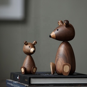 Nordic Wind INS Walnut Bear Decoration Children's Room Decorative Solid Wood Wood Bear Creative Gift