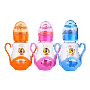 New design 5oz 150ml food grade plastic BPA free baby feeding bottle with special handle