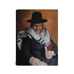 Hand painted old man photo portrait canvas oil painting art