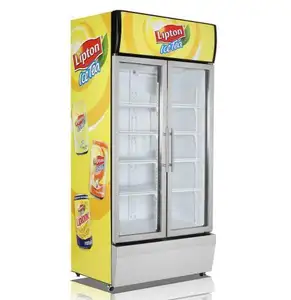 535L Commercial Upright Drinks Showcase Cooler Supermarket Beverage Display Refrigerator and Freezer Vertical Glass Door Fridge