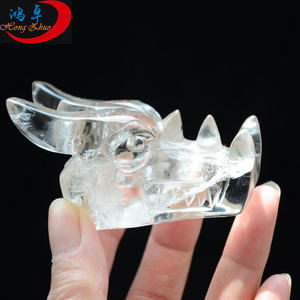 Cráneo de piedra de cristal de cuarzo tallado dragón cráneos, esculturas de jade para la venta, cráneo del dragón que talla - Product Image 3