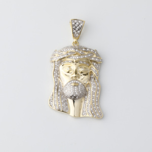 Bán Buôn Tuỳ Chỉnh Bạc 925 Sterling Silver Hiphop Jesus 18K Vàng Micro Iced Out Cubic Zirconia Paved Jesus Mảnh Mặt Dây - Product Image 1