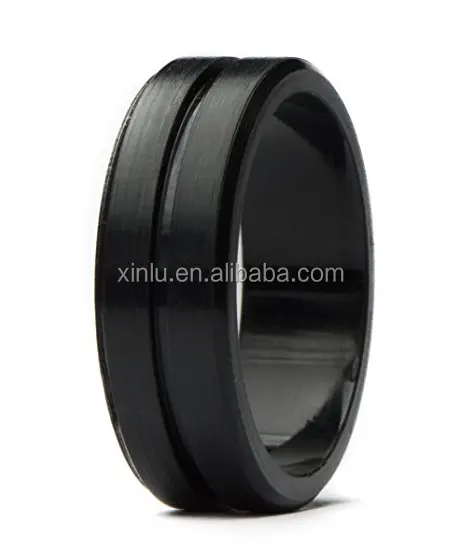 Comfortable unisex silicone wedding ring black