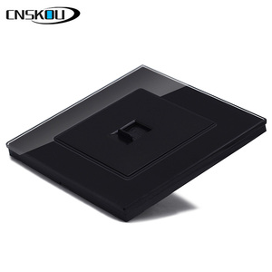 Cnskou Chất lượng cao EU/UK tiêu chuẩn 86*86 Mét kính màu đen bảng điều chỉnh 110V-250V tường ổ cắm RJ11 Tel ổ cắm - Product Image 4