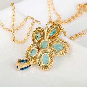 Teemi Wholesale 2015 Verano Nuevo diseño plateado Champange Oro <span class=keywords><strong>Pretty</strong></span> Women Lujo Azul Circonita collar de la flor de la manera - Product Image 5