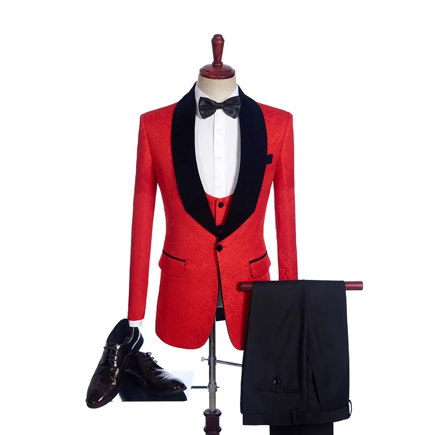 MQ03 Stock Mens Suits Red Mens Suits XL L XXL Size Fast Shipping Suzhou Guangzhou Man Tuxedos Wedding Groom Clothes Bestmen Suit