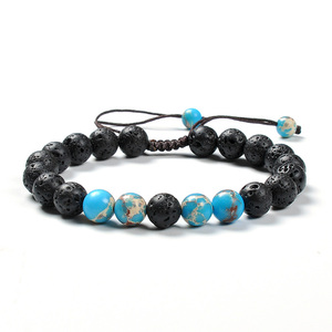 F95 <span class=keywords><strong>Pulsera</strong></span> Difusora de Aceites Esenciales con Cuentas de Piedra Volcánica, Estilo Occidental Popular, para Aliviar el Estrés o la Ansiedad - Product Image 1