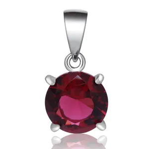 POLIVA Jóias Clássico Round-Cut Solitaire Diamante Sintético Cristal Cubic Zirconia Cz 925 Sterling Silver Pendant