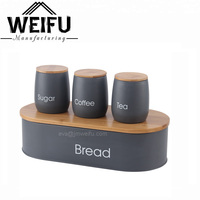Metall brot box und Kanister Set mit bambus deckel