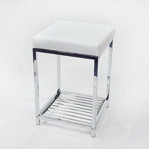 Tabouret élégant de conception moderne simple de cadre en métal avec le coussin blanc - Product Image 4