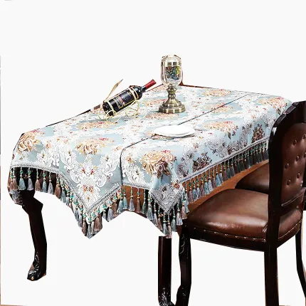 Wholesale wedding Hotel Banquet lace tablecloths christmas embroidery tassel tassel table cloth tablecloth 6 seater