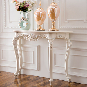 Antique Gold Silver Stroke White Cherry <strong>Brown</strong> Carved Furniture Console <strong>Table</strong> - Product Image 2