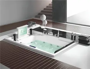 Bañera de Hidromasaje Grande de Lujo para Dos Personas de Acrílico con Masaje de Burbujas y Televisor Integrado - Product Image 1