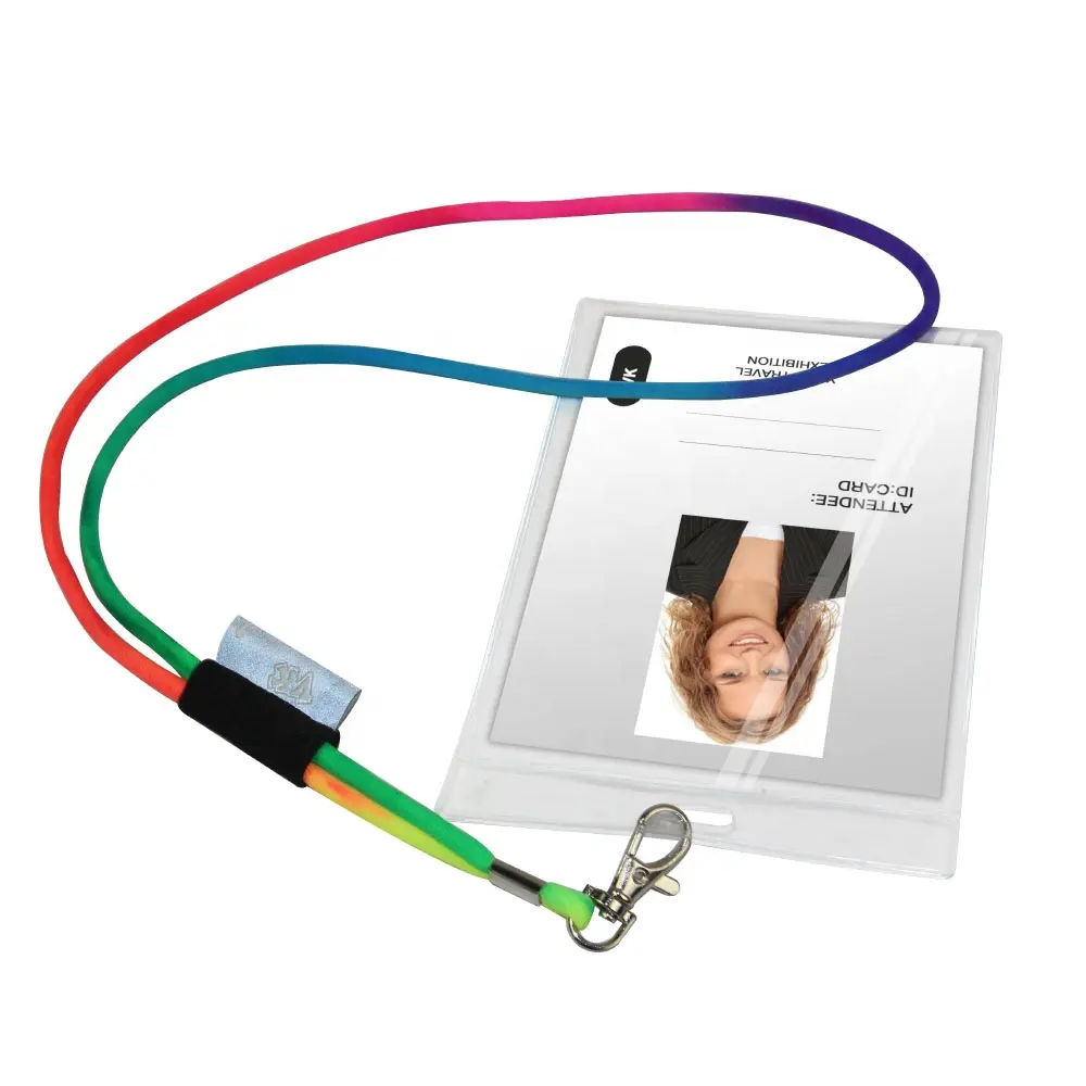 Nieuwe stijl regenboog badge lanyard ronde met reflecterende label