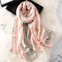 Lenço de chiffon estampado para mulher, lenço de chiffon com estampa de renda, 3 cores, quente para mulher, em seda, venda a atacado, 2018