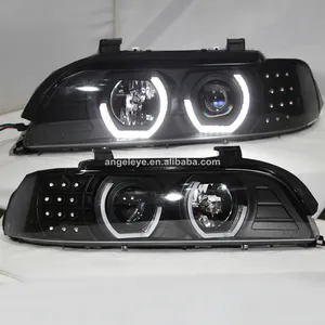 สำหรับ BMW E39ไฟหน้า Angel Eyes 1995-2003ปีตัวเรือนสีดำ JX
