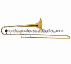 Toy piccolo marching trombone for sale yellow brass gold lacquer stainless steel support oem customized