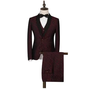 HD105 2022 Mannen Pak 3 Stuks Suits Slim Fit Luxe Wedding Suits Voor Mannen Een Knop Sjaal Kraag Mannen smoking Party Jurk