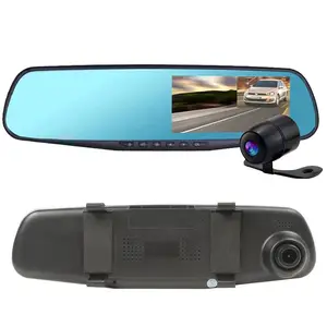 빠른 배달 자동차 Dvr 4.3 "듀얼 카메라 대쉬 캠 백미러 차량 사용자 매뉴얼 여행 데이터 레코더